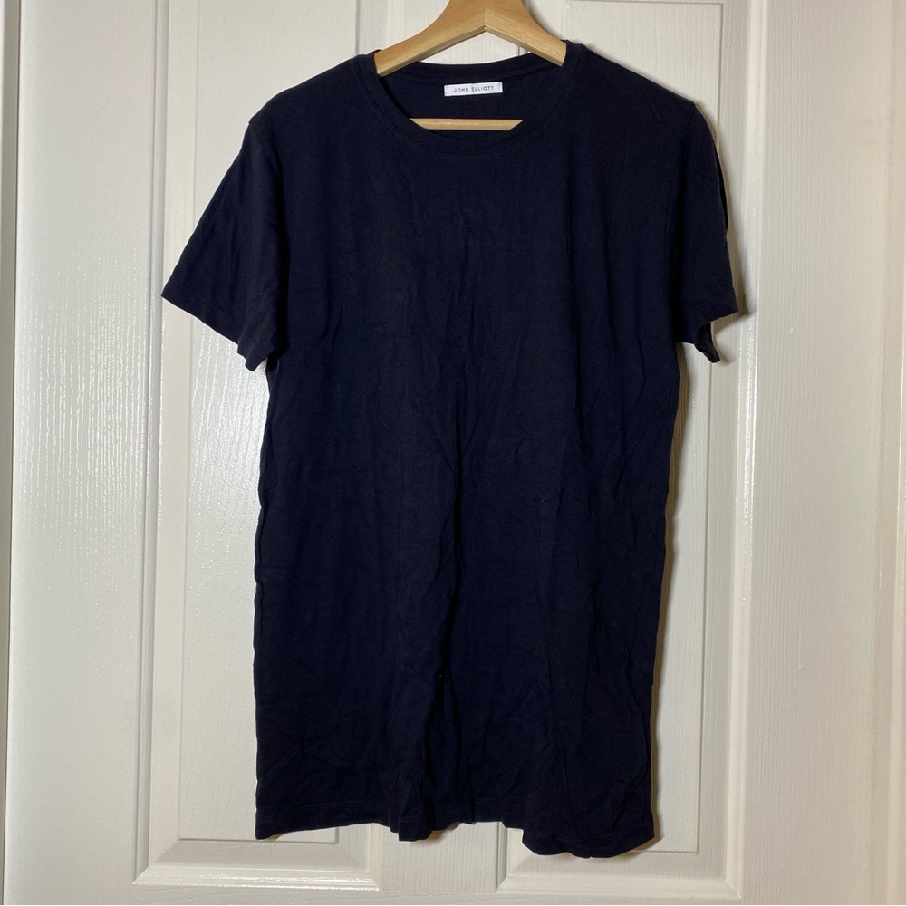John Elliott Supima Cotton Micro Modal Tee Shirt Navy Blue Soft Medium Men’s M